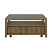 Reed - Square Coffee Table With Casters - Driftwood Oak