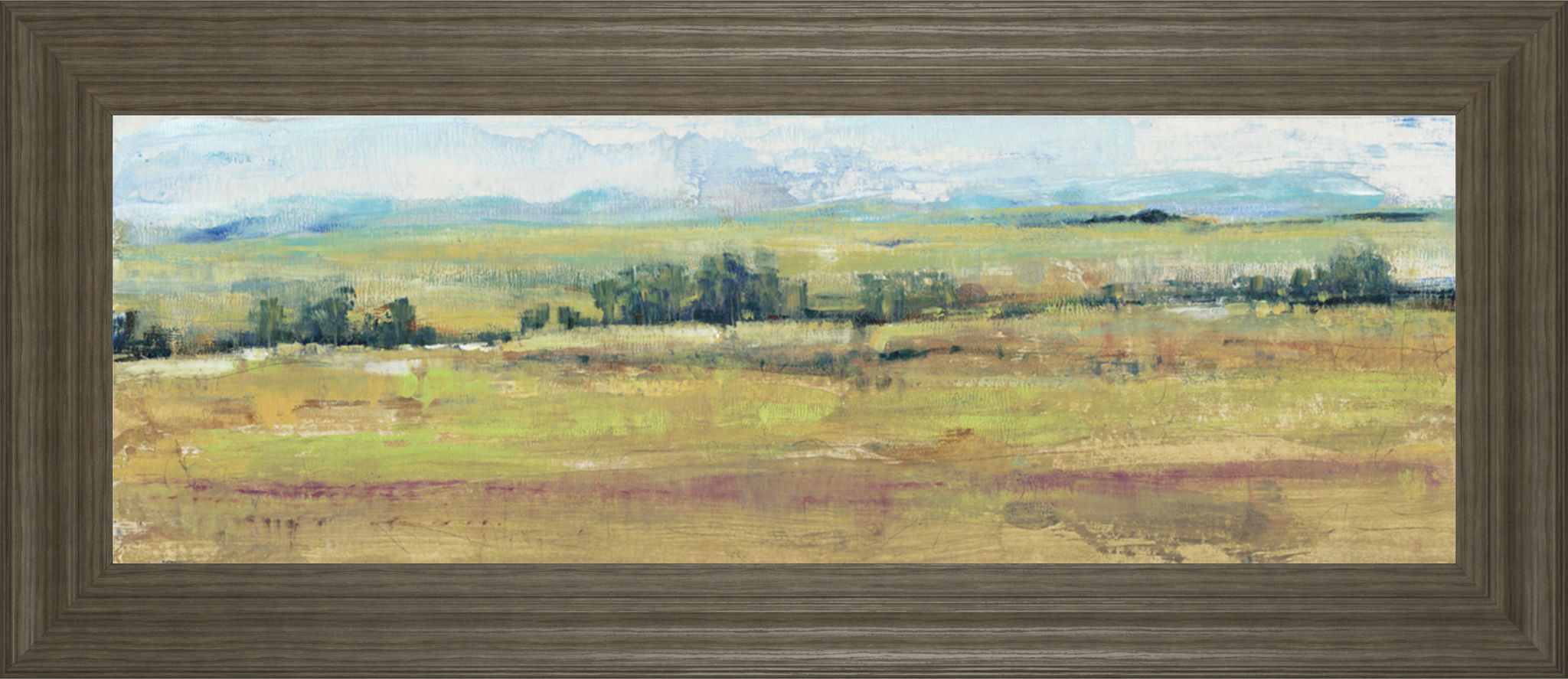 Distant Treeline Panel II By Tim Otoole - Framed Print Wall Art - Light Brown