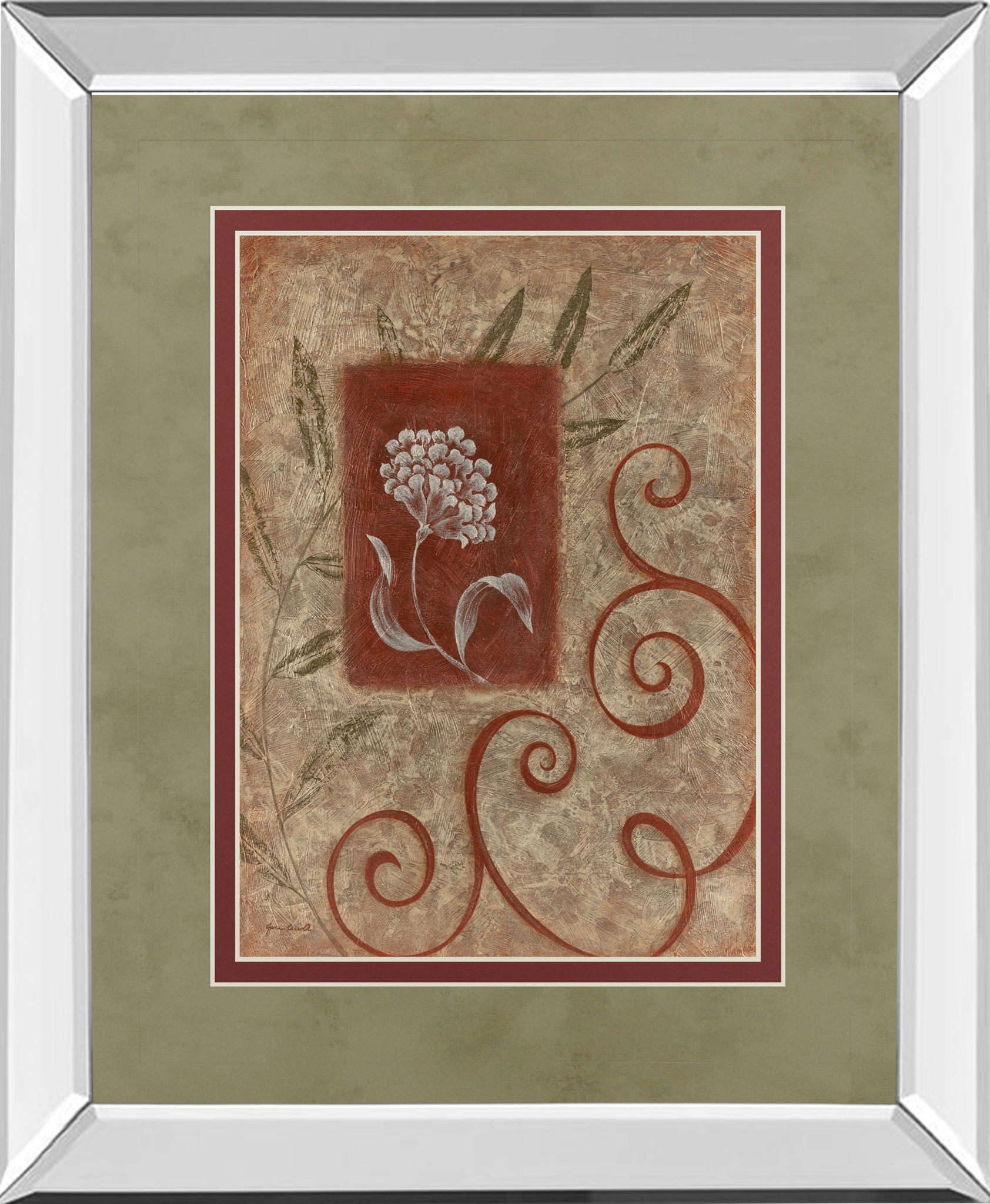 Florescence I By Jane Carroll - Mirror Framed Print Wall Art - Beige
