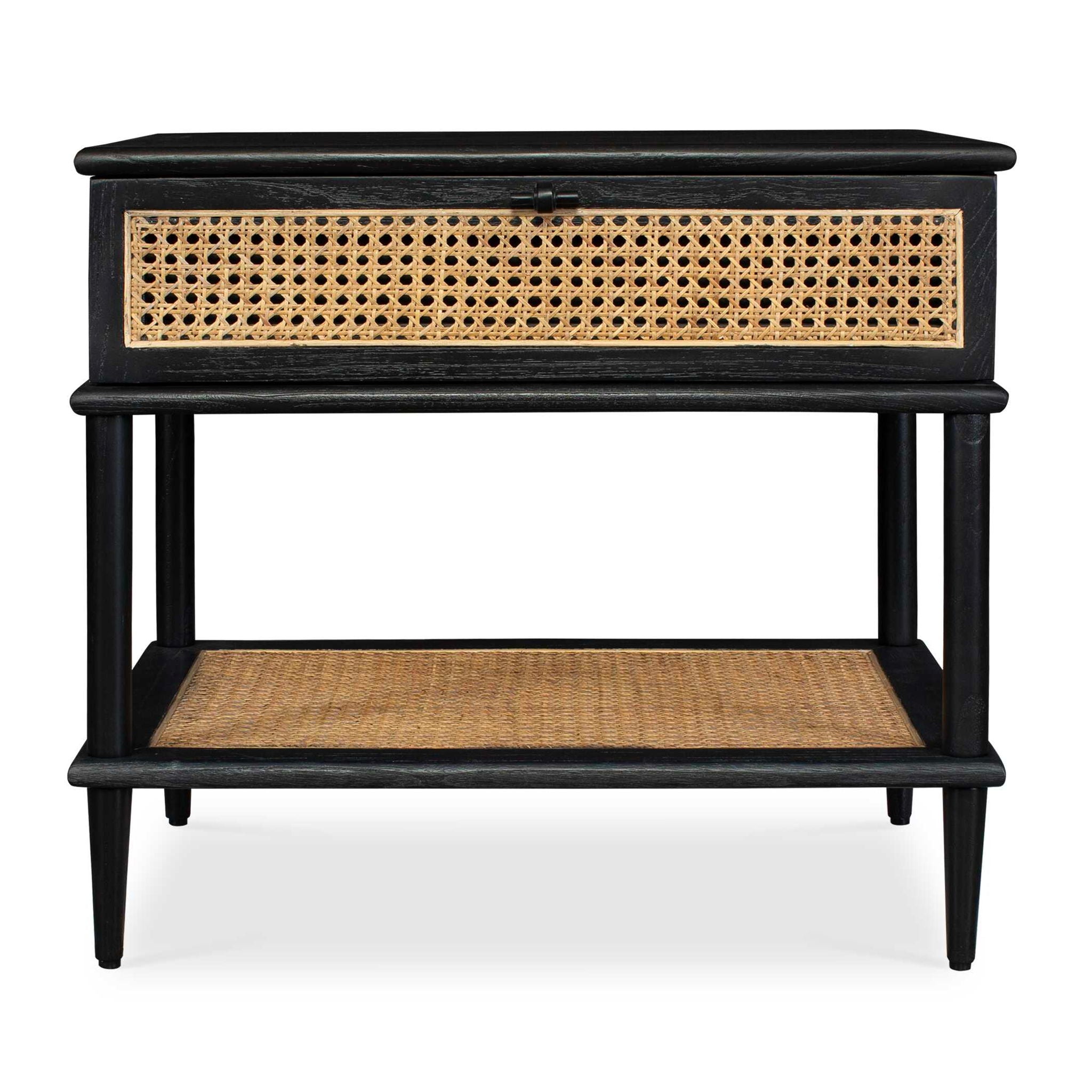Coast - Rattan Side Table - Black / Woodtone