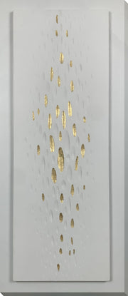 "Golden Drops" Hand-Painted Wrapped Canvas - Gray / Gold