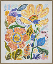 Petal Reverie I Hand-Embellished Canvas In Frame - Natural / Multicolor