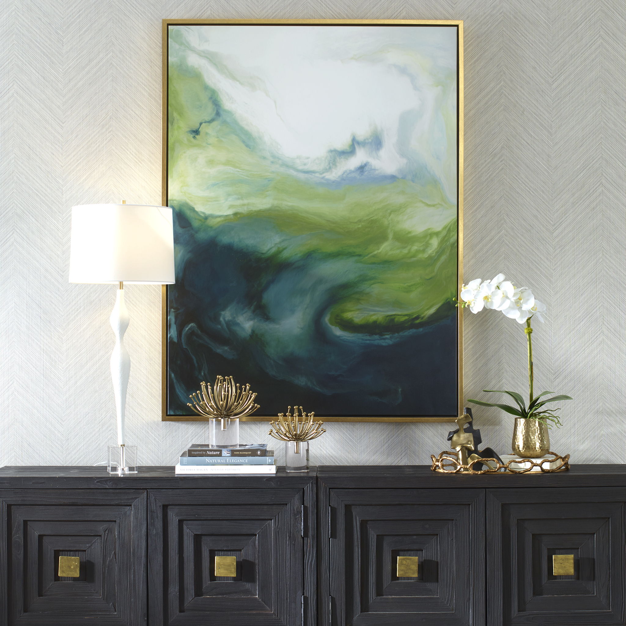 Serene Green - Framed Abstract Art