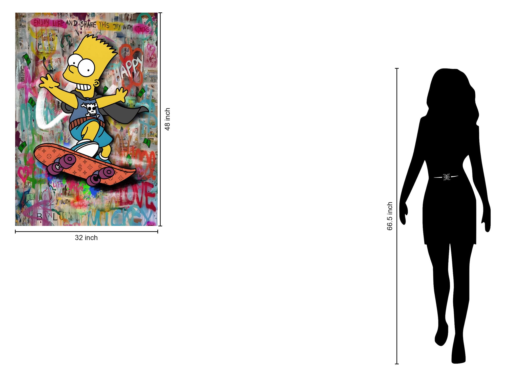 Graffiti Mischief Burst - 32" x 48" Framed Wall Art - Yellow