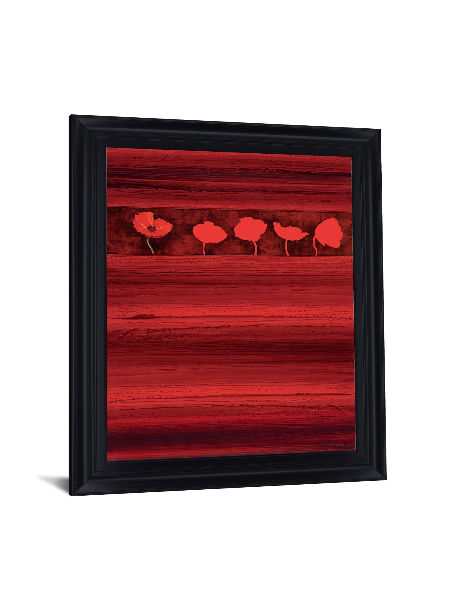 Crimson Poppy Row - 40" x 32" Framed Wall Art - Red