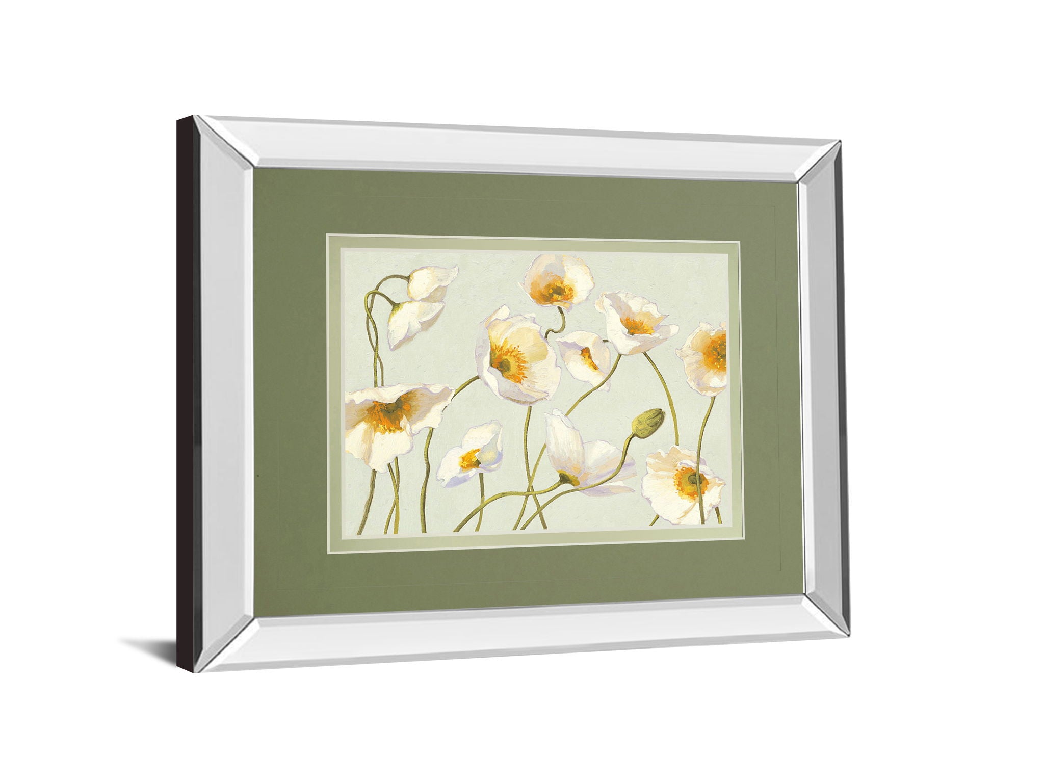 Bright Poppies By Novak - Mirror Framed Print Wall Art - Beige