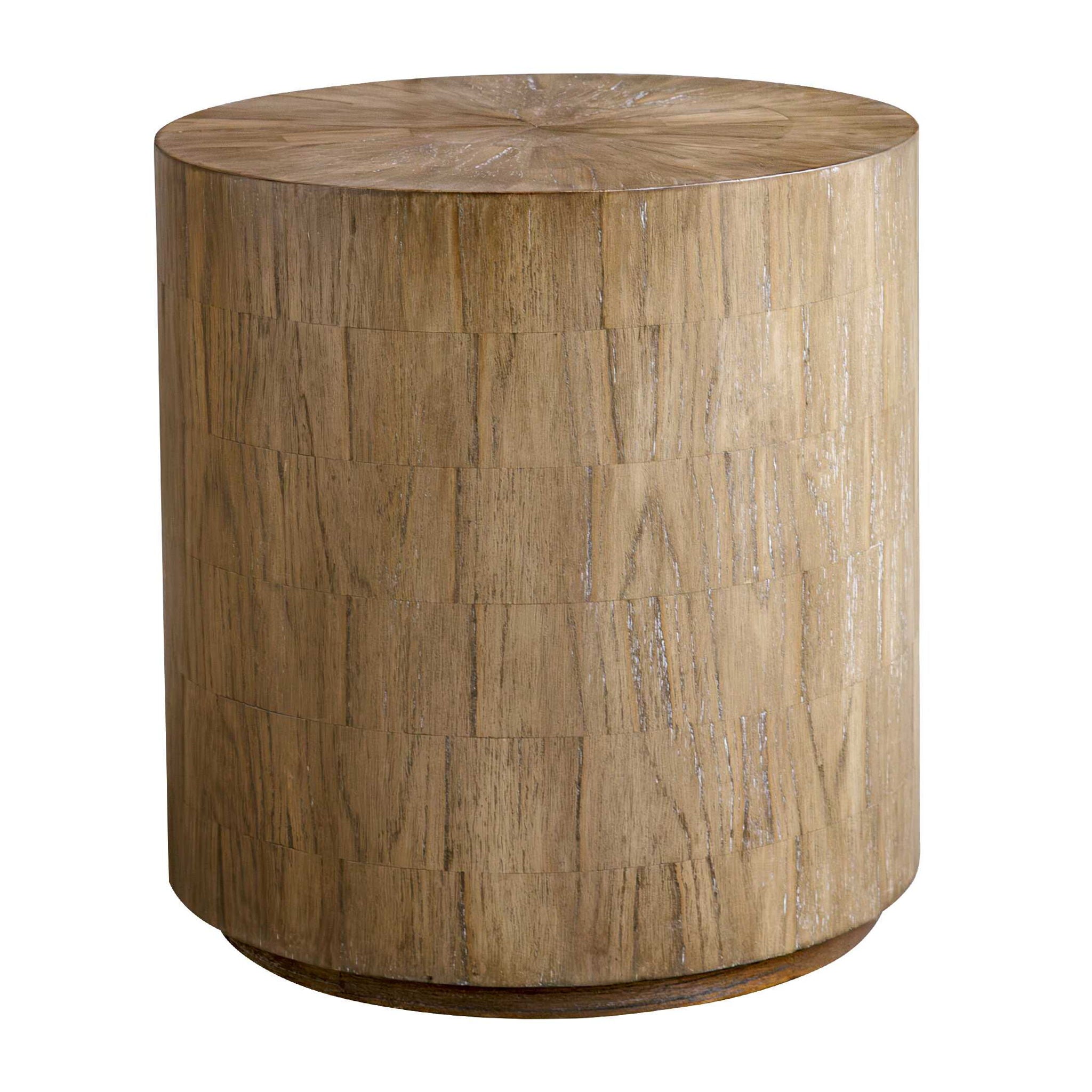 Nevis - Wood Cylinder Side Table - Woodtone