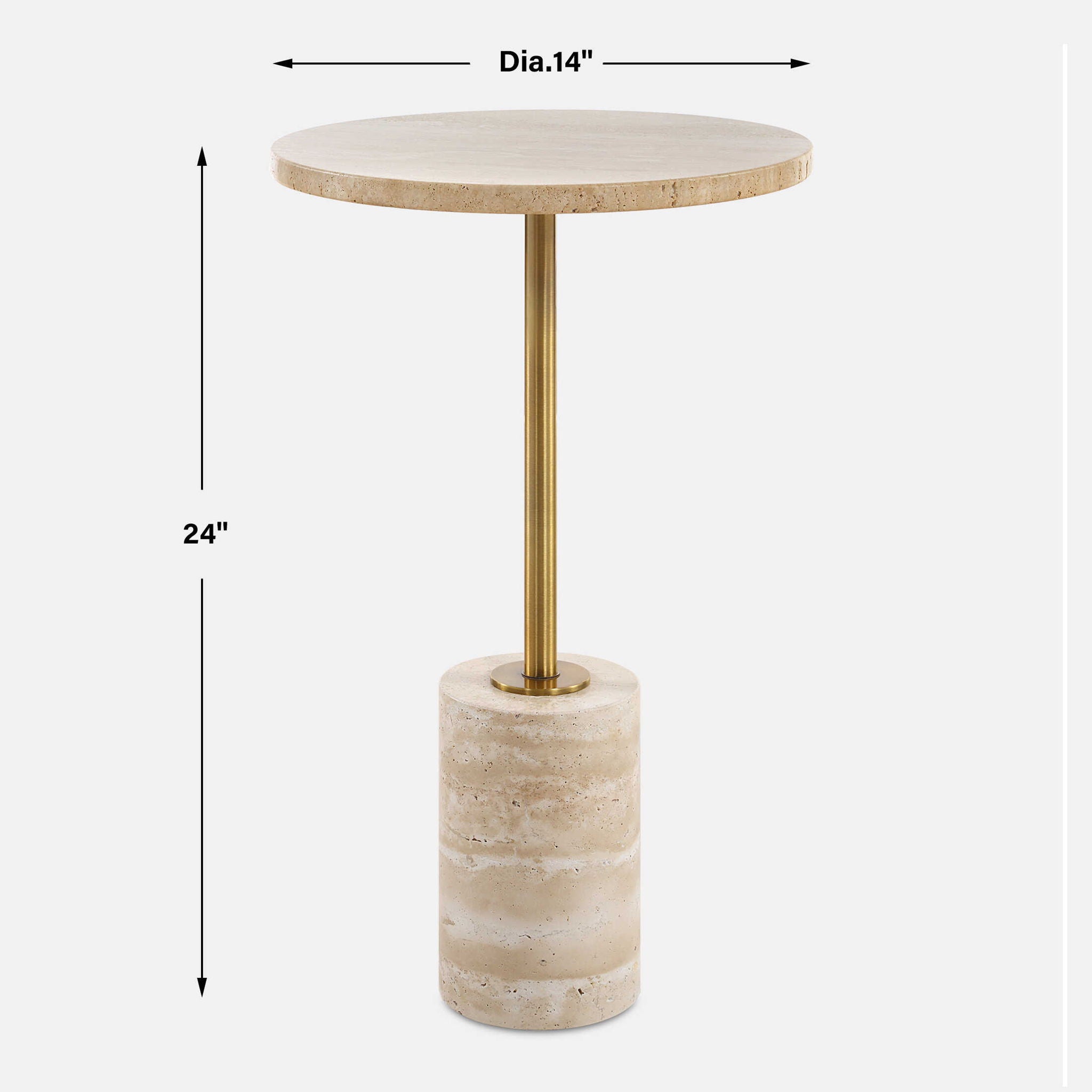 Malya - Travertine Accent Table - Beige