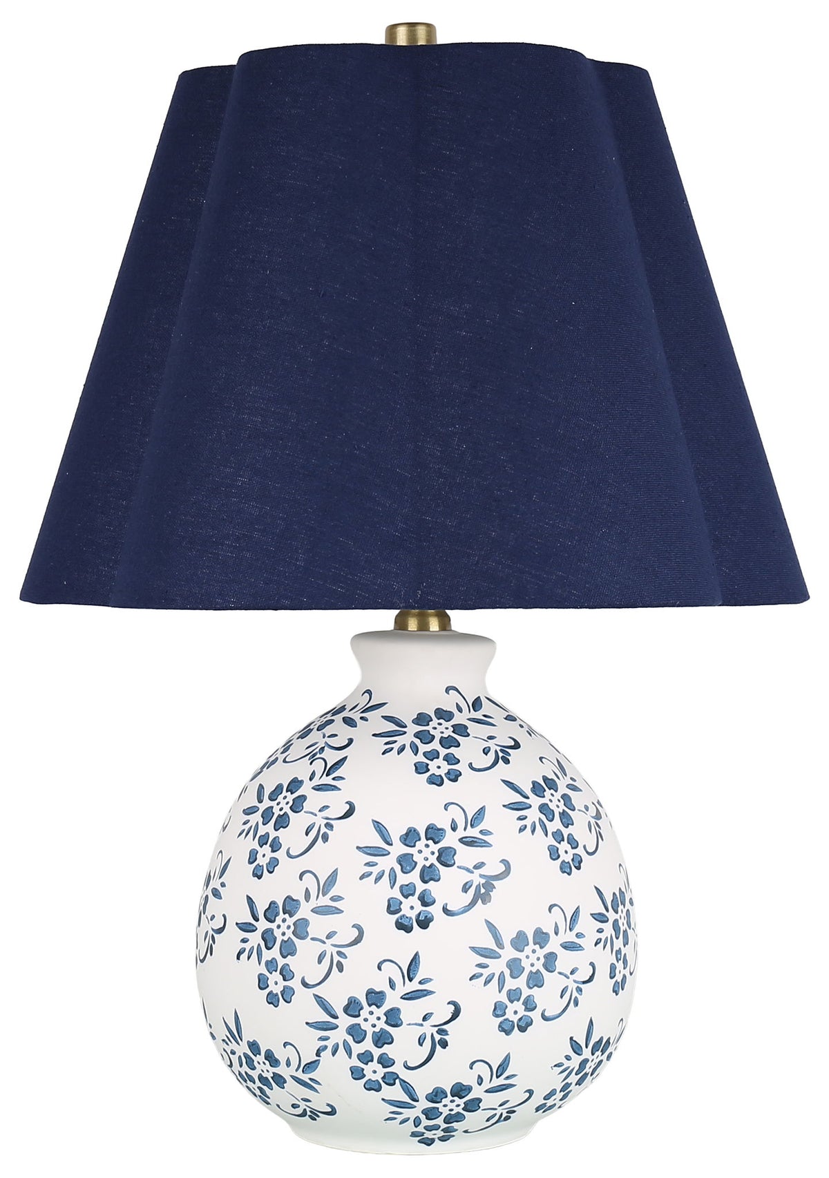 Indigo Petal - 22 X 15 - Ceramic Accent Lamp (Set of 2) - White, Blue Chinoiserie