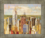 Sunlit Skyline - 28" x 34" Framed Wall Art - Gold