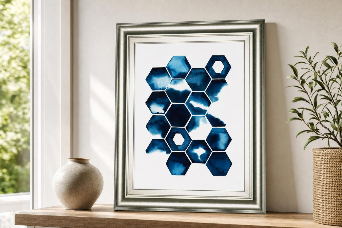 22x26 Stormy Geometry II By Grace Popp - Blue