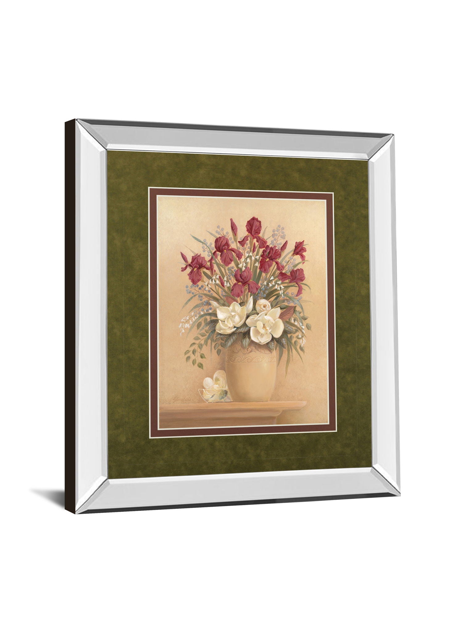 Classic Petal I By Gloria Eriksen - Mirror Framed Print Wall Art - Beige