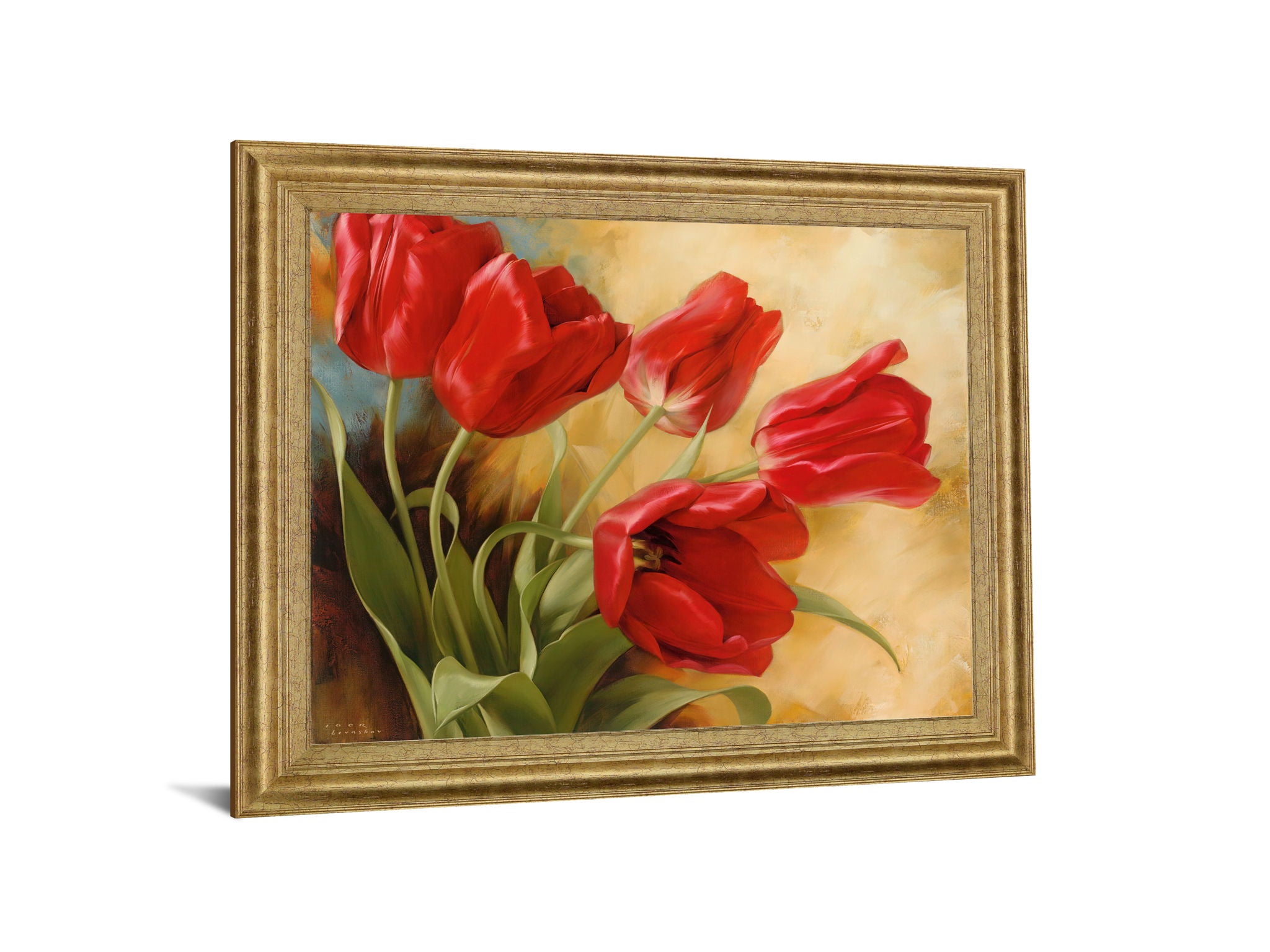 Scarlet Tulip Whirl - 28" x 34" Framed Wall Art - Red