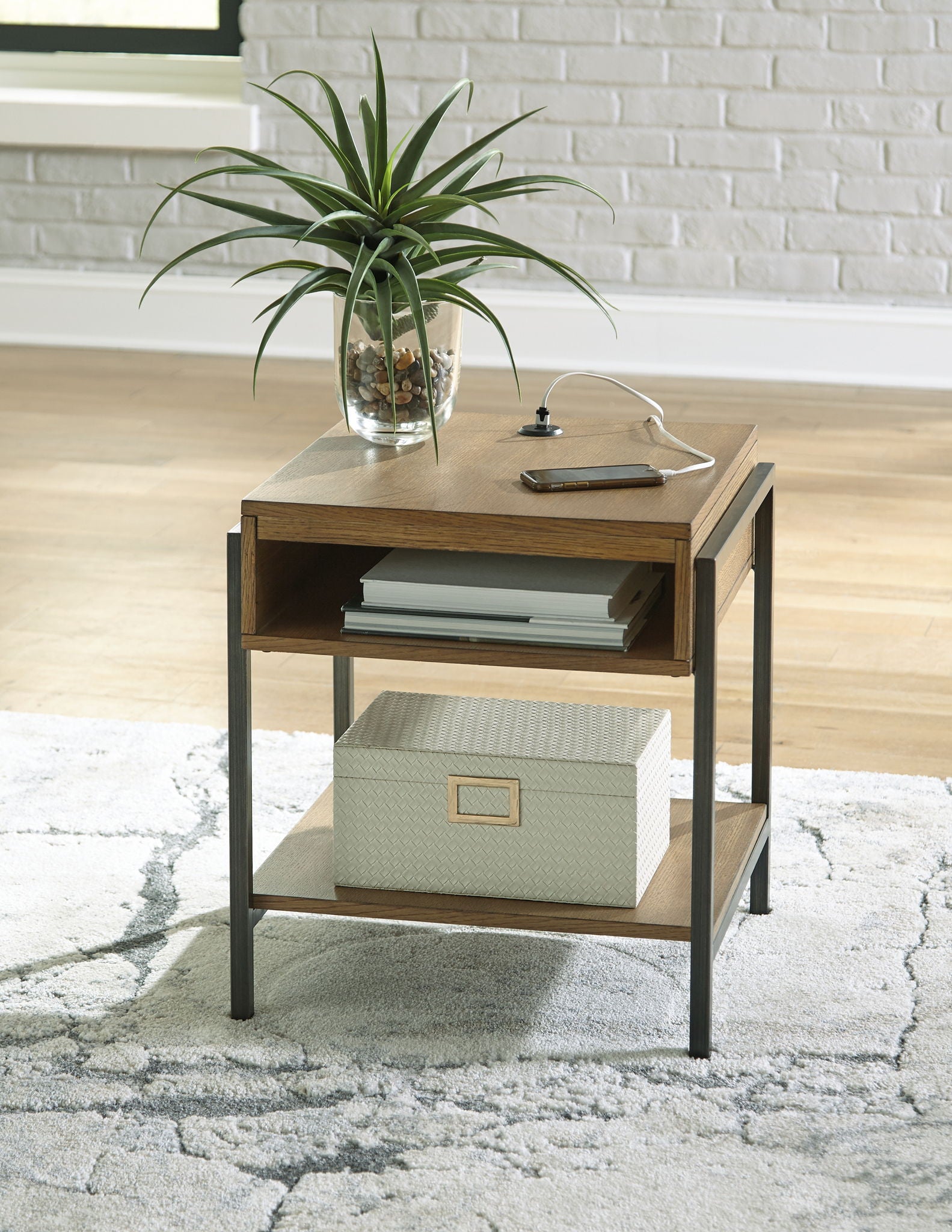 Fridley - Rectangular End Table - Brown / Black