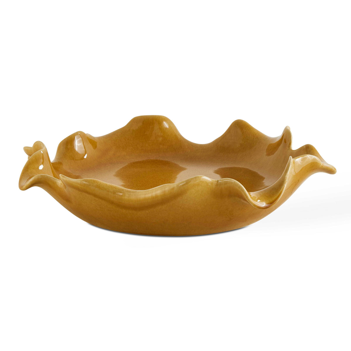 Golden Crest Ruffle - Indoor-Outdoor Bowl - Brown