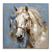 Golden Mane Majesty - 40" x 40" Framed Wall Art - Blue