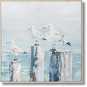 Seaside Trio Serenity - 33" x 33" Framed Wall Art - Blue