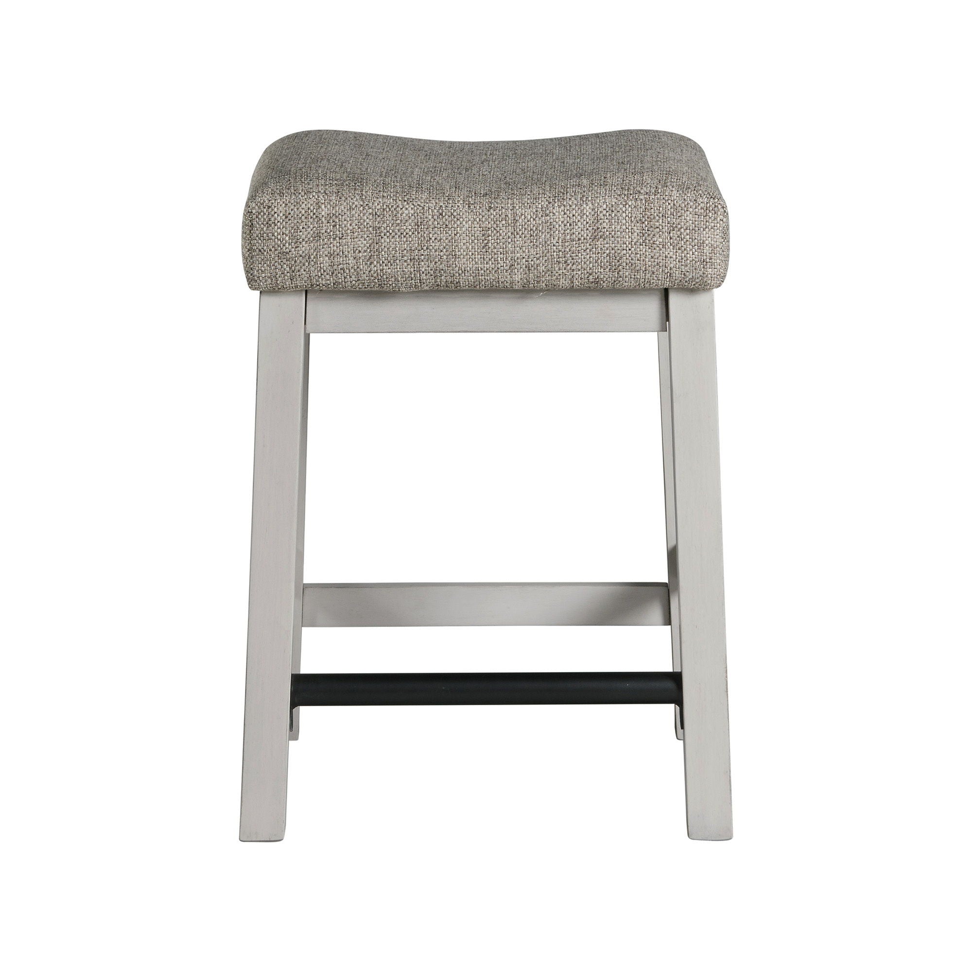 Drake - Backless Stool - Rustic White / French Oak