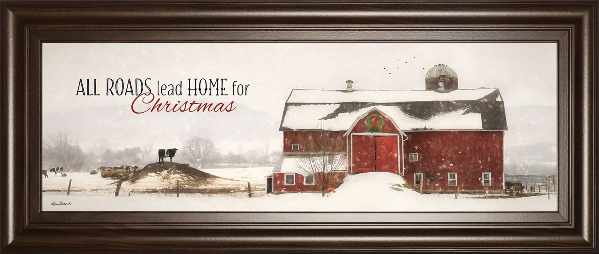 All Roads Lead Home For Christmas By Lori Deiter - Framed Print Wall Art - Beige