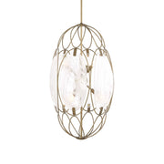 Valencia - 6 Light Glass Panel Pendant - Gold / White
