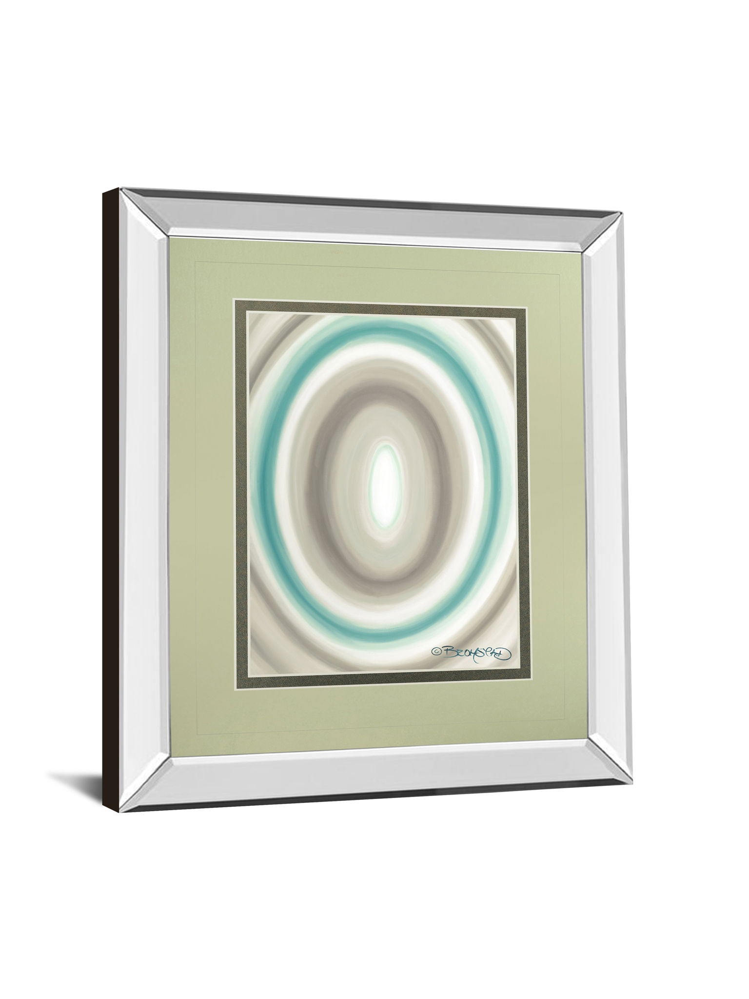 Concentric Ovals #1 By David Bromstad - Mirror Framed Print Wall Art - Beige
