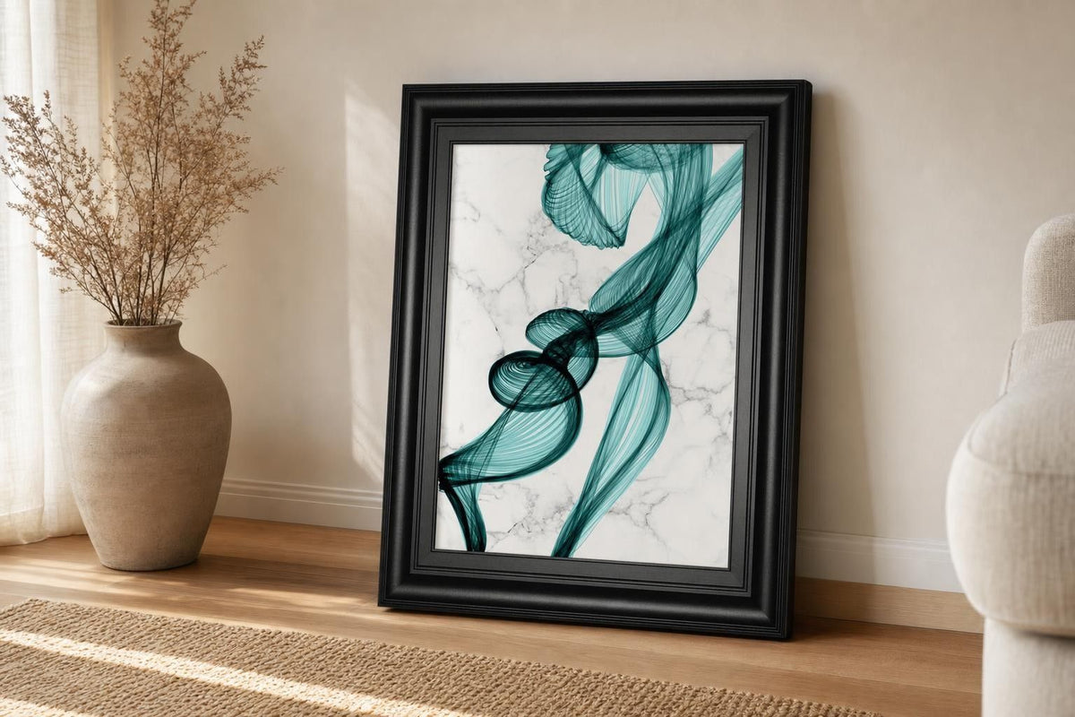 22x26 Teal Ribbons II By Irena Orlov - Light Blue