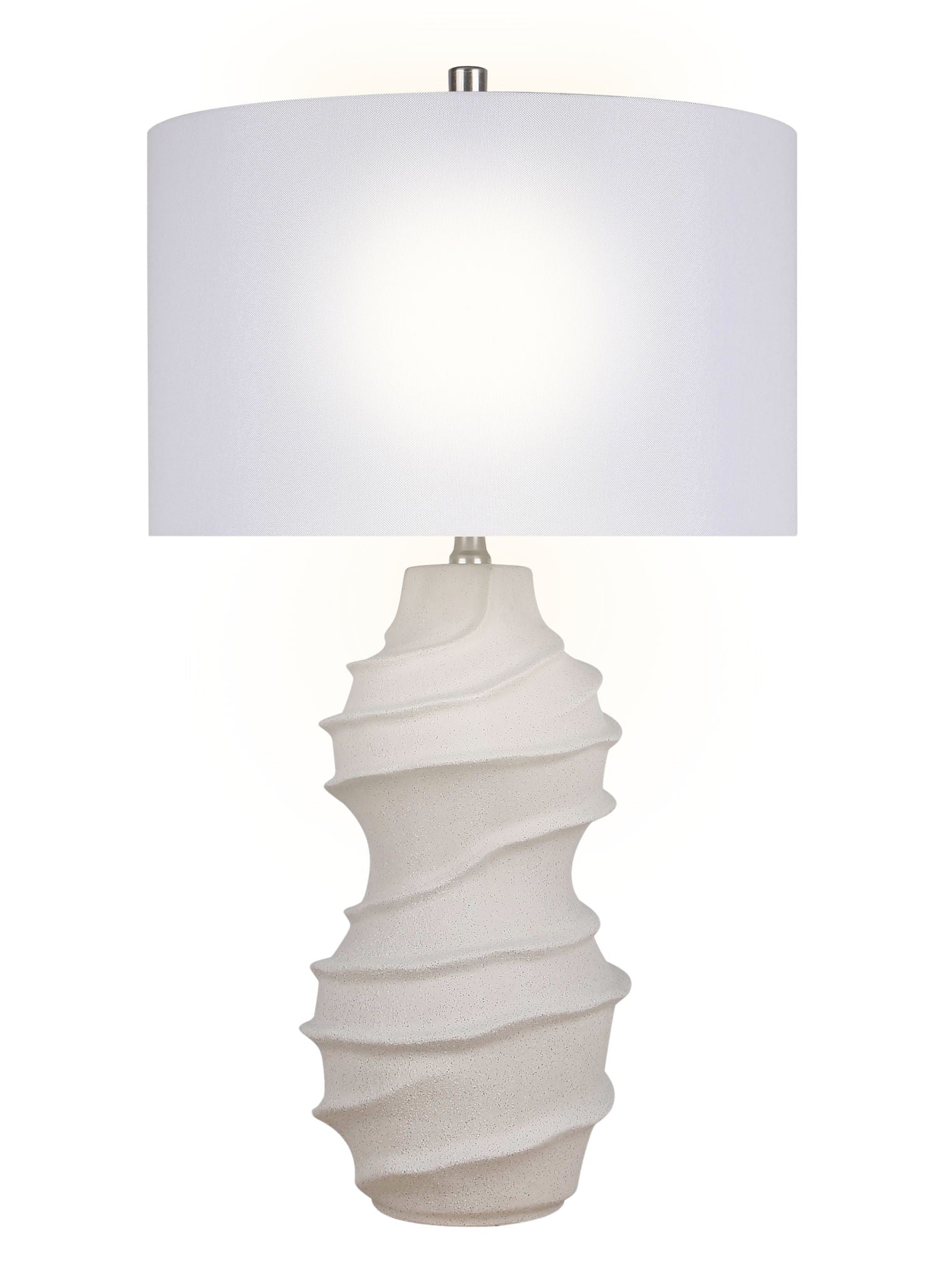 "Serenity Waves" Ceramic Table Lamp - Off White