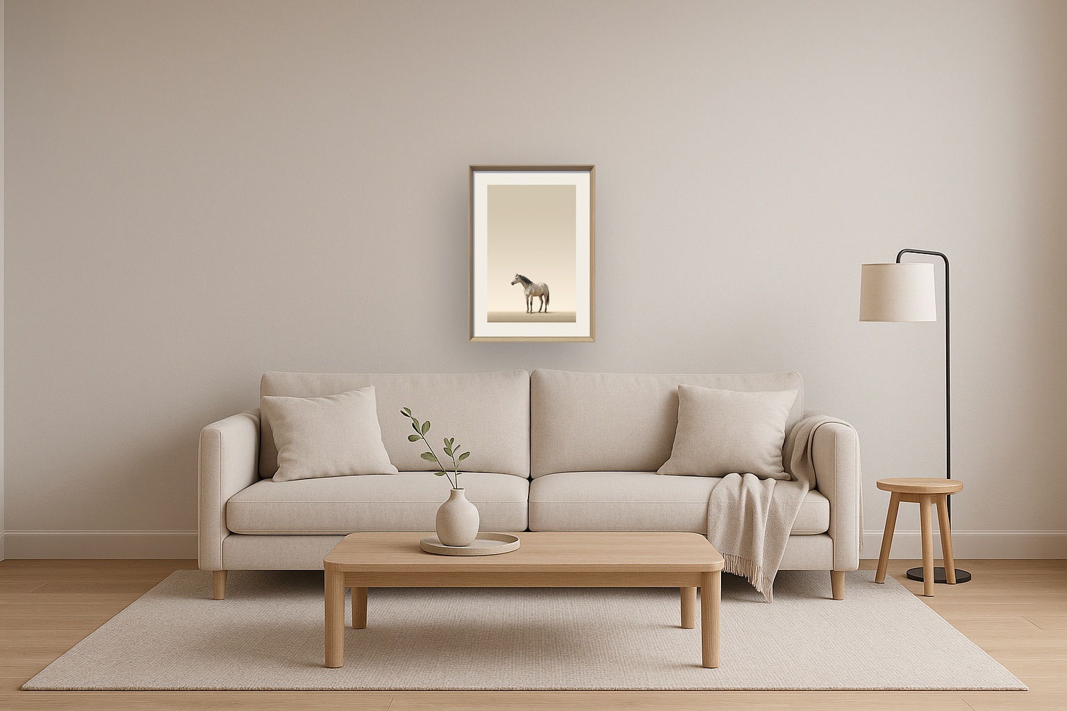 Quiet Stallion I Print on Paper In Frame - Beige / Brown