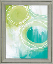 Verdant Orbit - 28" x 34" Framed Wall Art - Light Blue