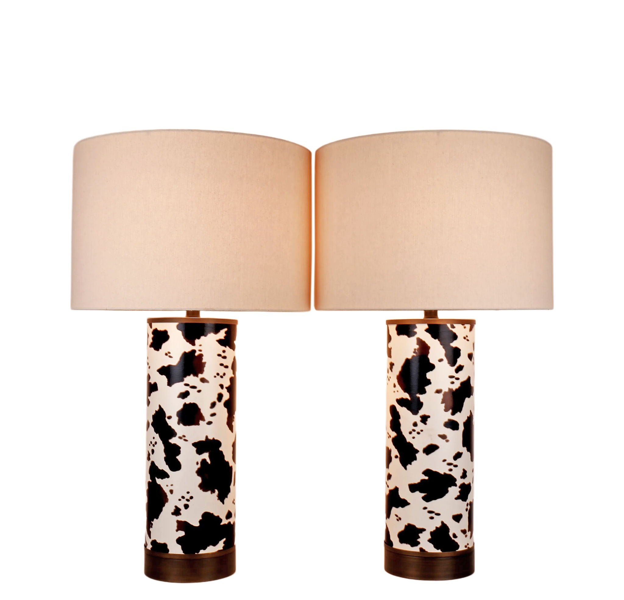 Painted Plains PU Leather & Metal Table Lamp (Set of 2) - Cowhide / Oil Rubbed Bronze