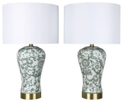 Sage Conservatory - 26 X 15 - Ceramic Table Lamp (Set of 2) - Sage Botanical Chinoiserie