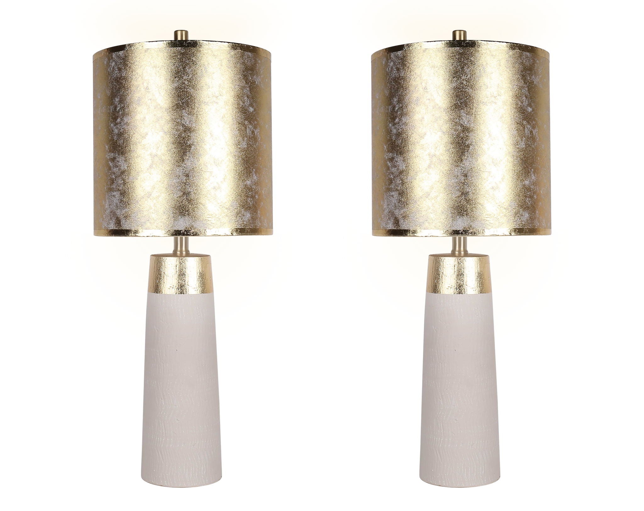 "Luxe Radiance" Ceramic Table Lamp (Set of 2) - Off White / Gold