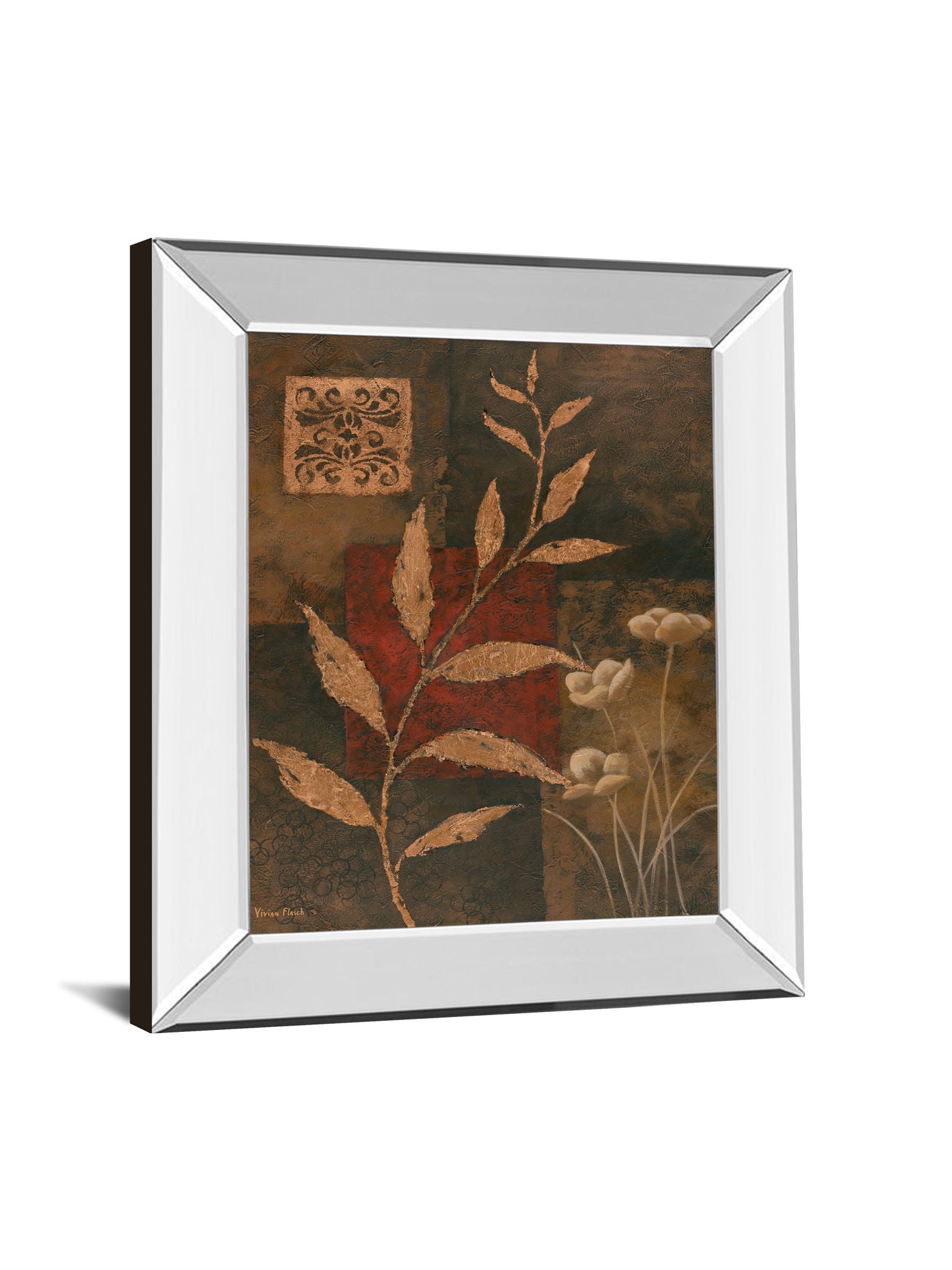 Copper Rhythm I By Vivian Flasch - Mirror Framed Print Wall Art - Dark Brown