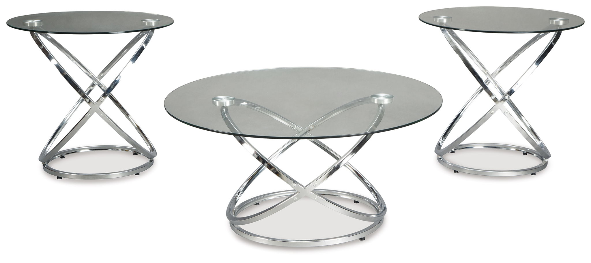 Hollynyx - Occasional Table Set (Set of 3) - Chrome Finish