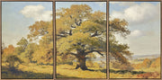 Beneath The Amber Boughs - 24 X 30 - Hand-Embellished Canvas Triptych In - Gold, Green, Pale Blue
