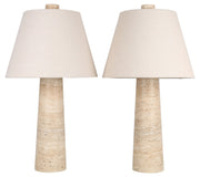 Strata Poise - 24 X 13 - Travertine Accent Lamp (Set of 2) - Natural Travertine Stone