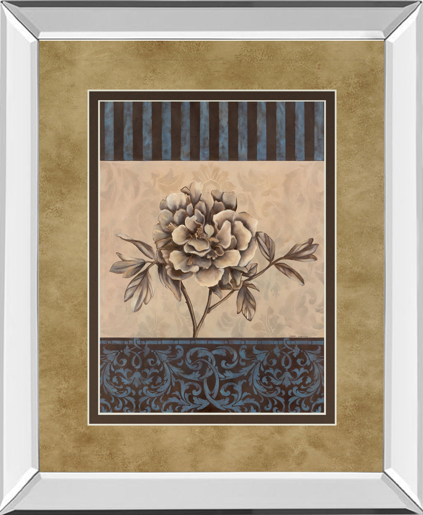Rose Refined I By Carol Robinson - Mirror Framed Print Wall Art - Light Brown
