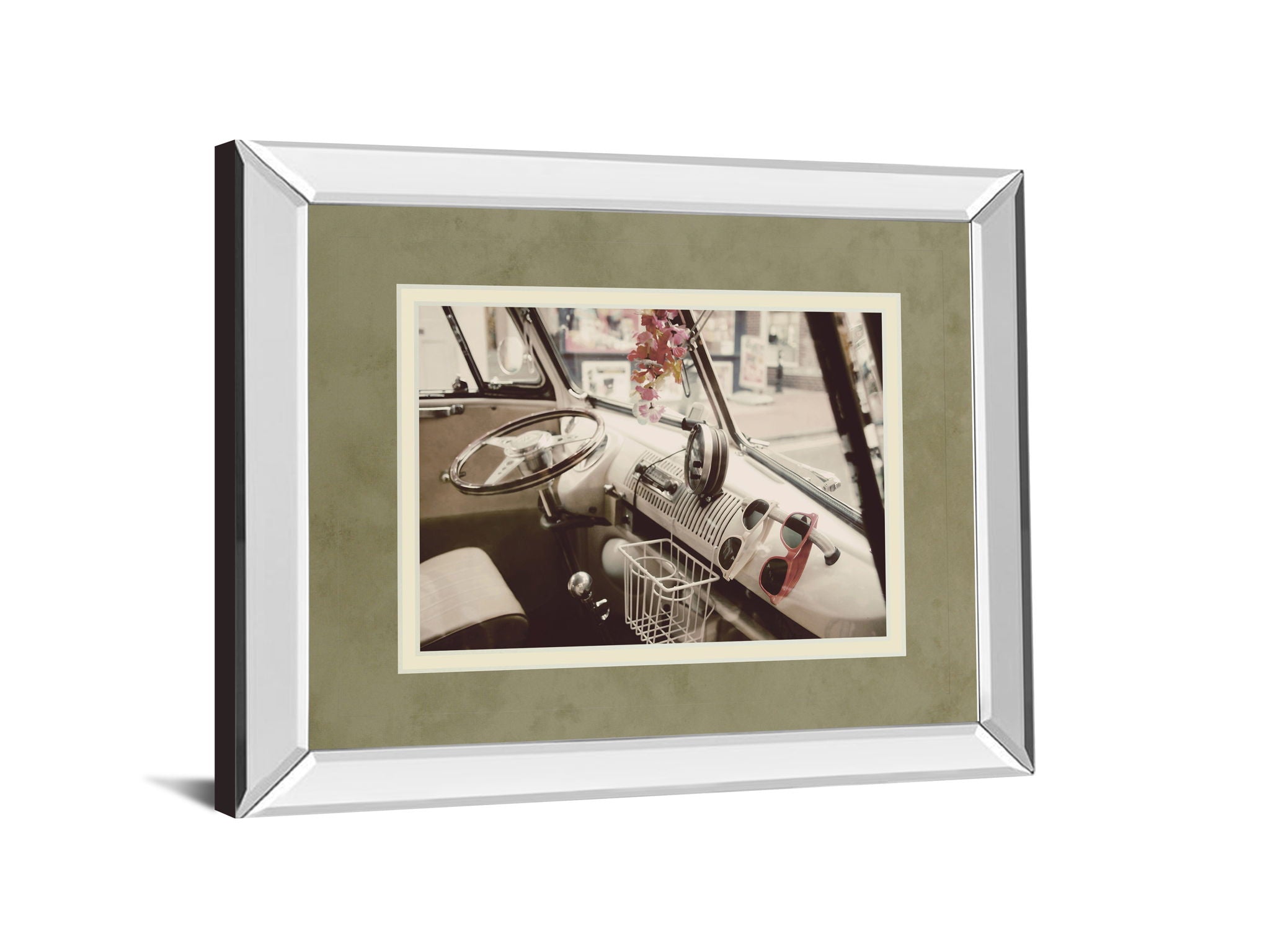 Cool Cats By Gail Peck - Mirror Framed Print Wall Art - Light Brown