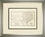 New Map Of The State Of Texas By Johnson And Wank - Framed Print Wall Art - Beige