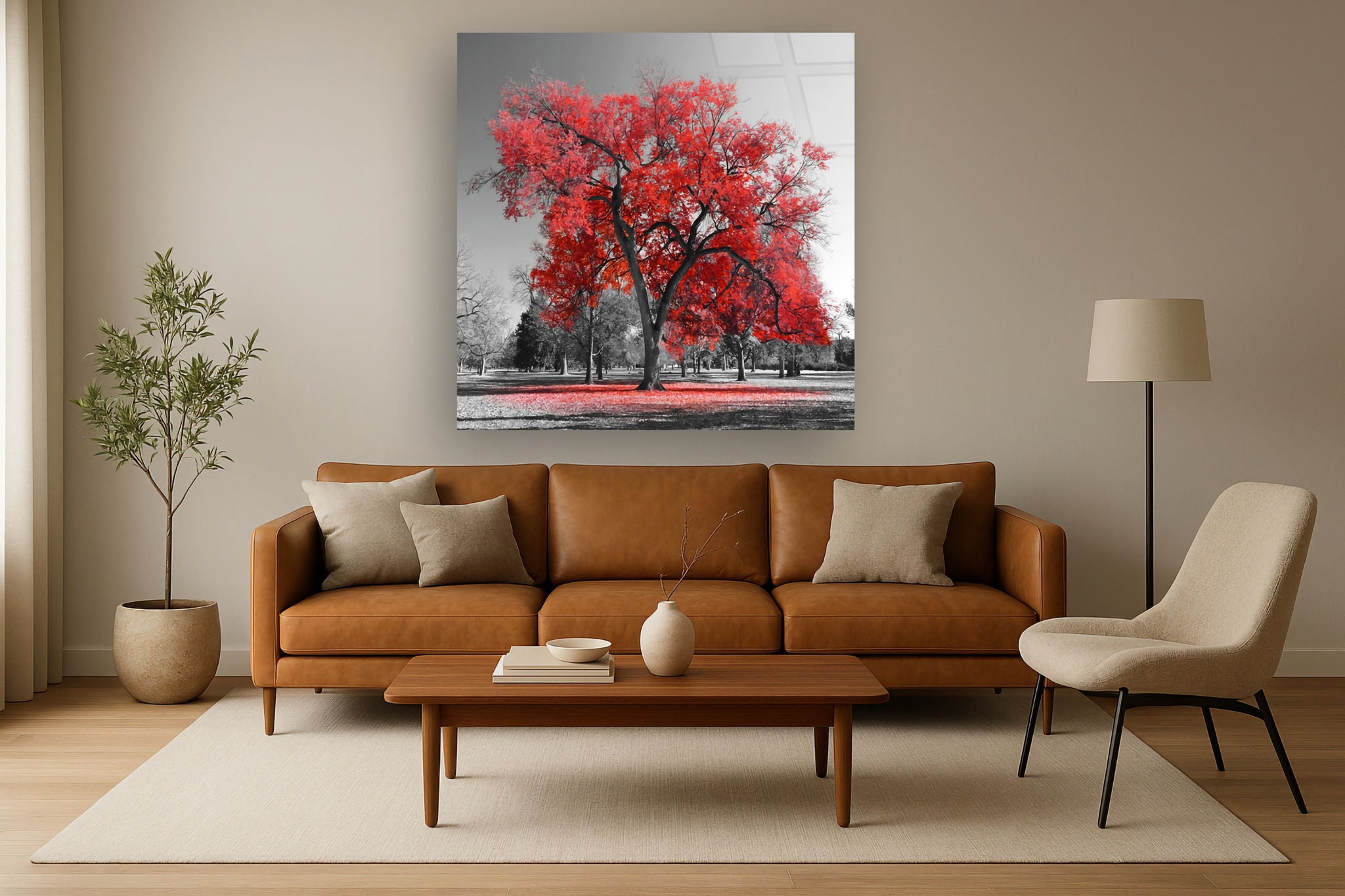 Temp Glass With Foil - Red Tree - Red