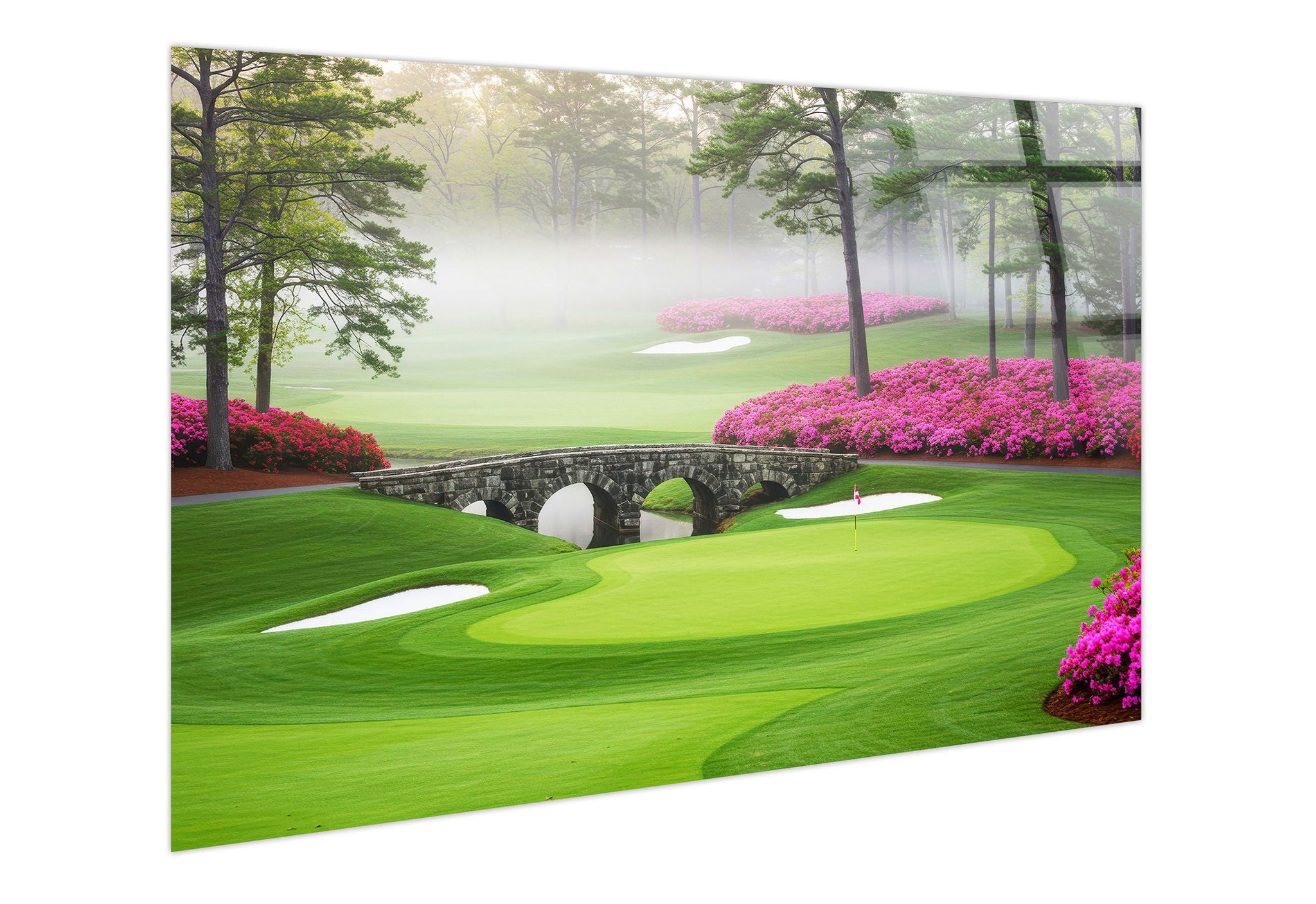 Misty Fairway Bridge Tempered Glass - Green / Pink