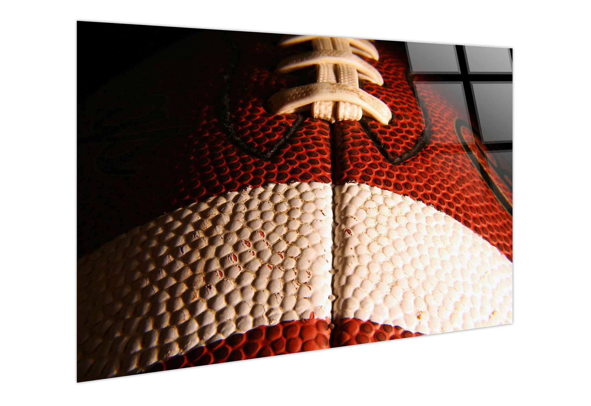 Gridiron Detail Tempered Glass - Red / White