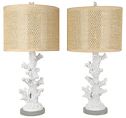 Coral Haven - 26 X 13 - Resin Table Lamp (Set of 2) - Matte White