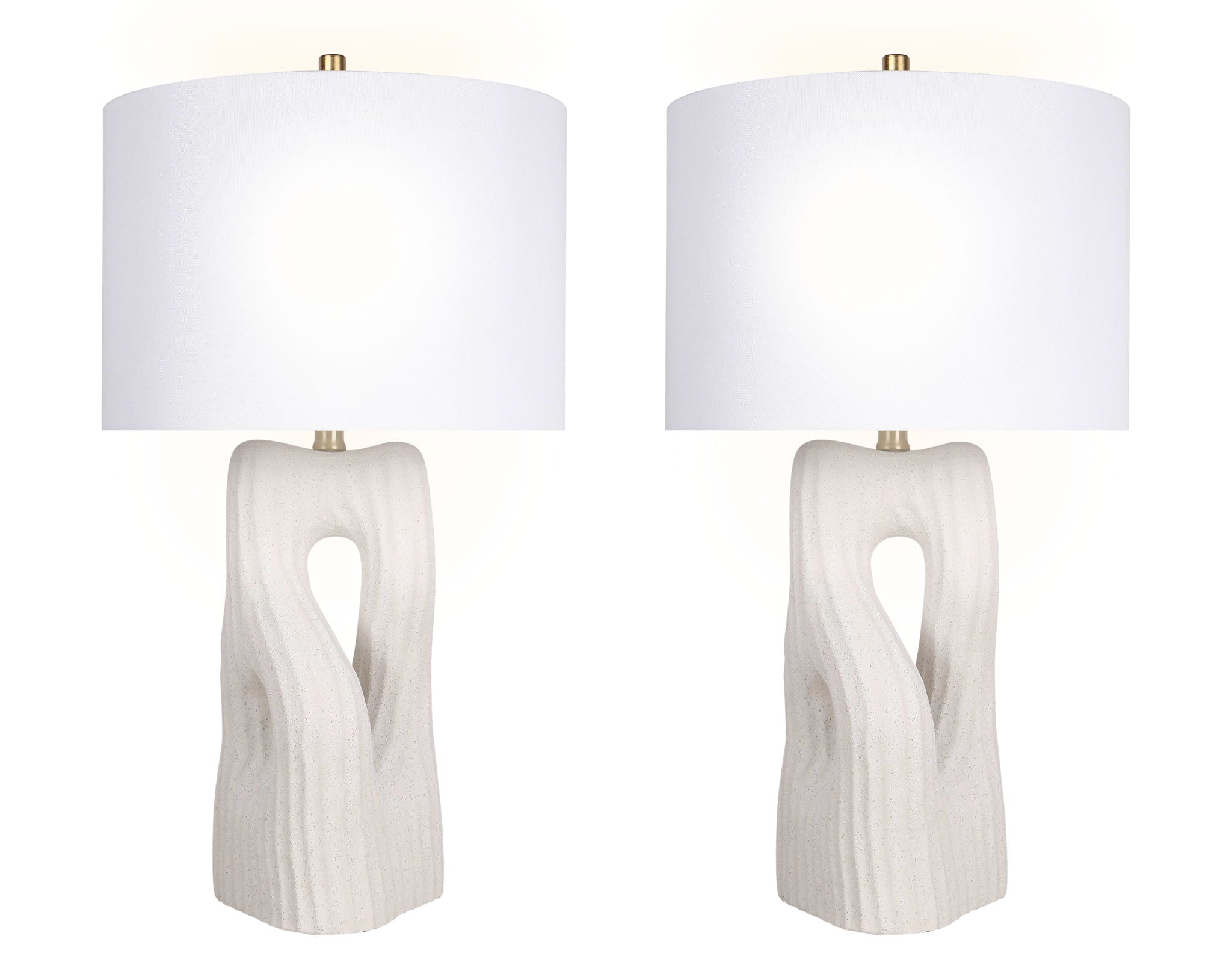 "Eclipse Harmony" Ceramic Table Lamp (Set of 2) - White Rock