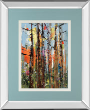 Eclectic Forest By Rebecca Meyers - Mirror Framed Print Wall Art - Light Blue