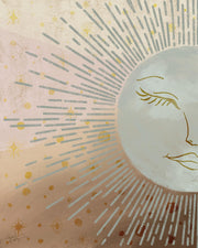 Celestial Blue Sun By Elizabeth Medley (Small) - Light Brown