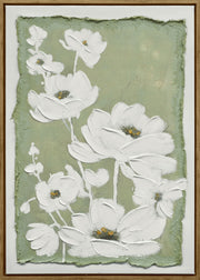 "Blossom Serenity I" Hand-Embellished Canvas In Frame - Green / White