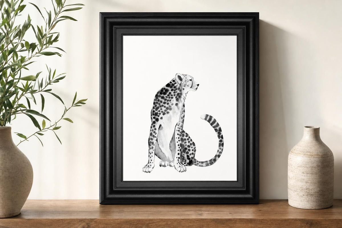 22x26 Chrome Cheetah I By Grace Popp - Dark Gray