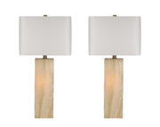 "Luminous Alabaster" Alabaster Table Lamp With Night Light (Set of 2) - Alabaster / Soft Gold