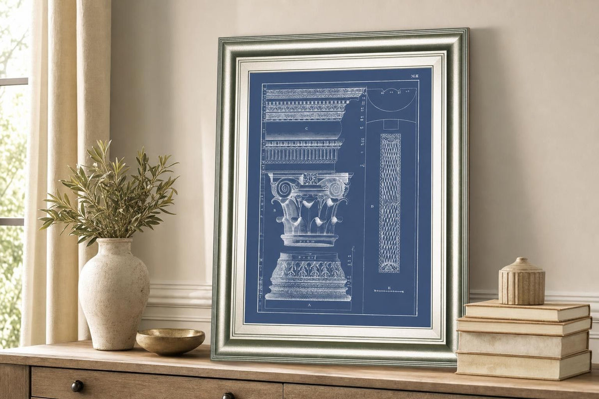 22x26 Column & Cornice Blueprint I By Vision Studio - Blue